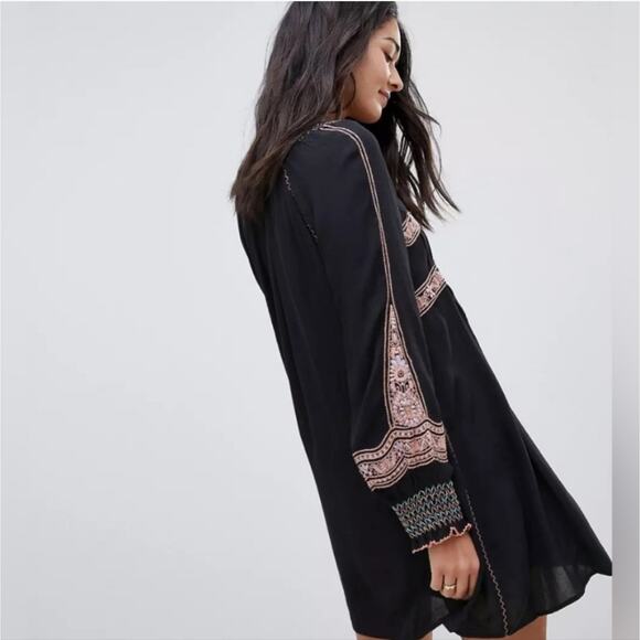 Free People Wind Willow Embroidered XS Black Shift Dress - Picture 8 of 8